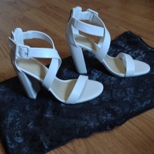 White strappy heels